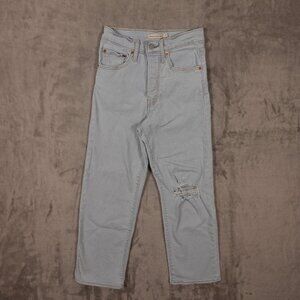 Levi’s‎ Ribcage Straight Ankle Jeans Size 27 Light Wash Distressed Blue
